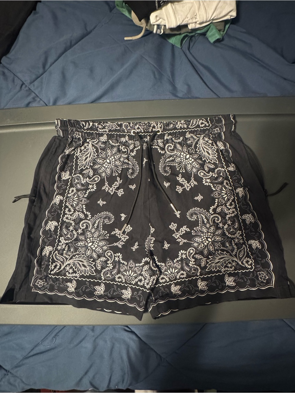 Kith Black Vintage Floral Bandana Athletic Drawstring Shorts